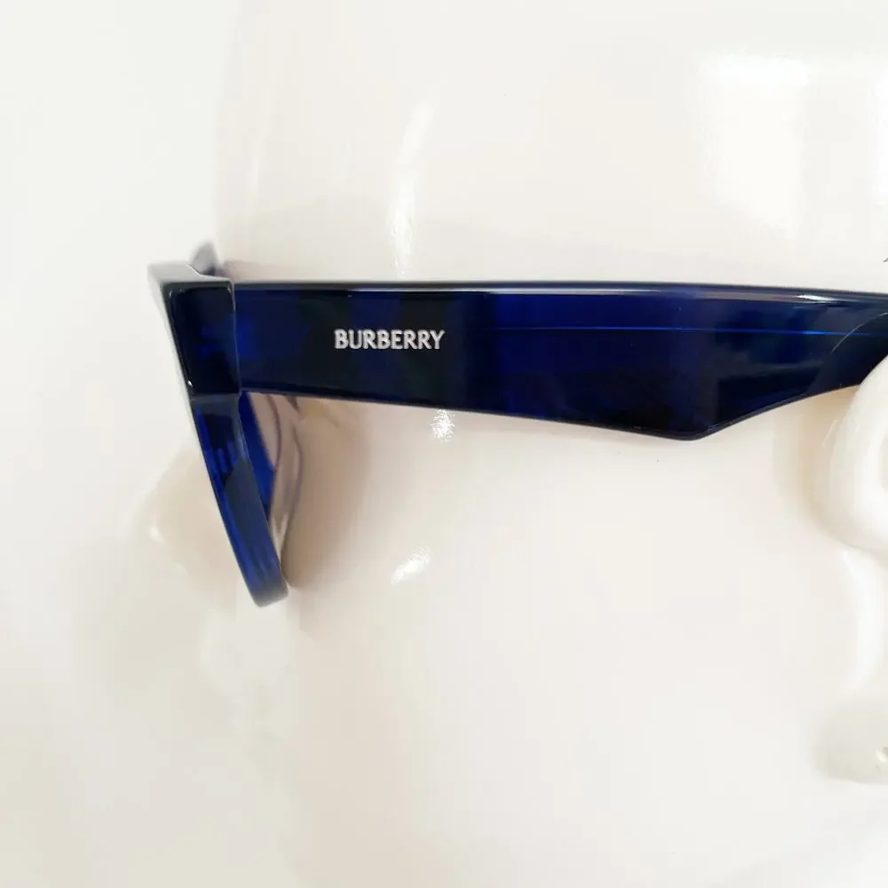 BURBERRY Blue Logo Print Square Acetate Sunglasses Unisex NWT - Picture 6 of 11